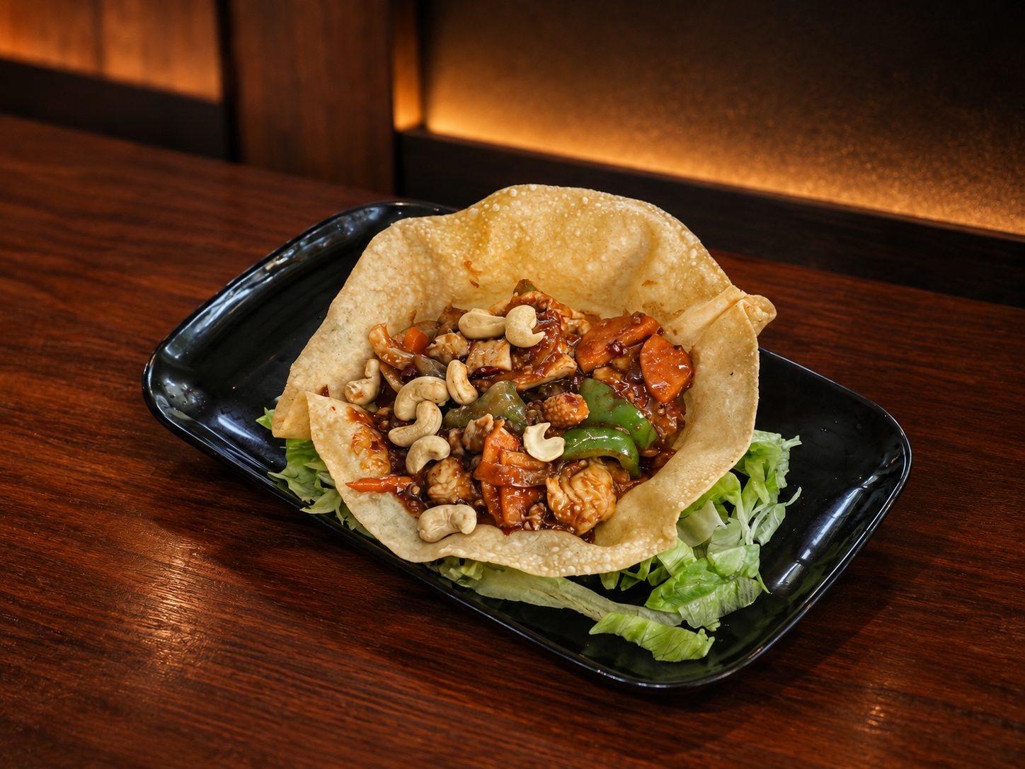 Kong Po Kai — chicken fillet with spicy sweet-and-sour sauce and cashew nuts